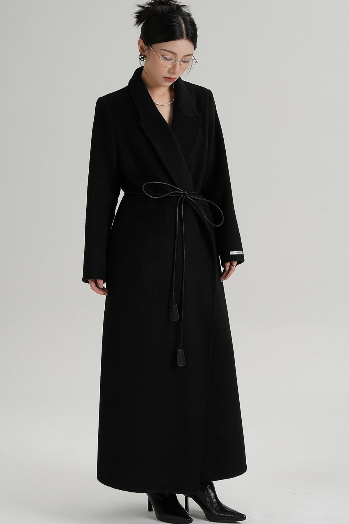 Lace-Up Wool Coat