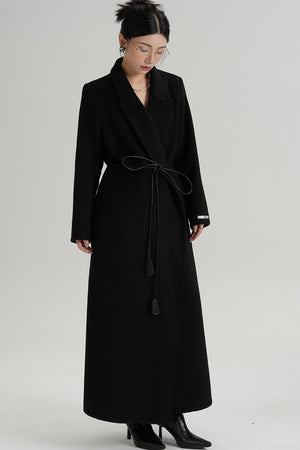 Lace-Up Wool Coat