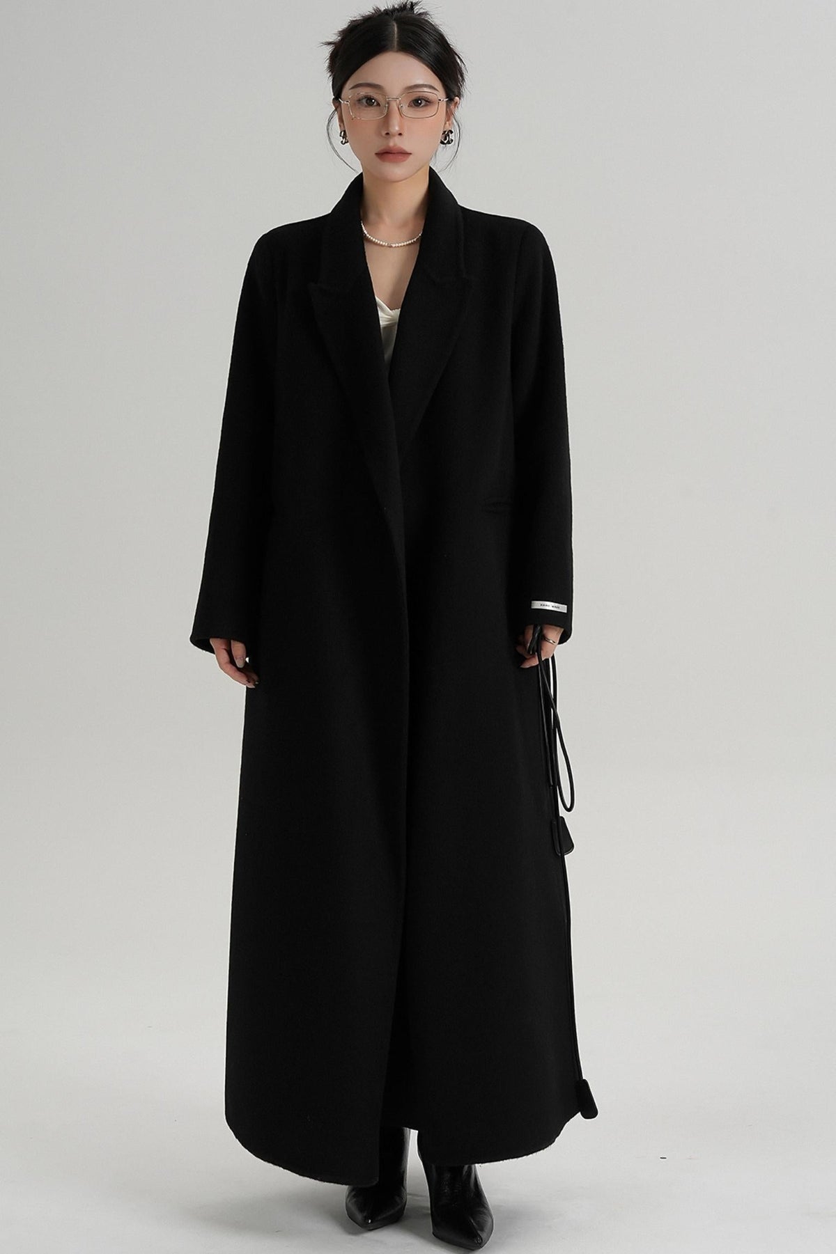 Lace-Up Wool Coat