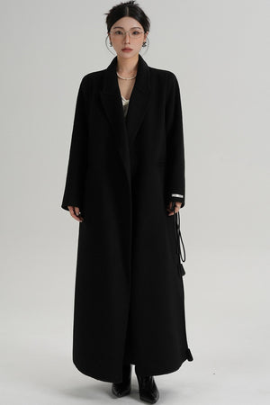 Lace-Up Wool Coat