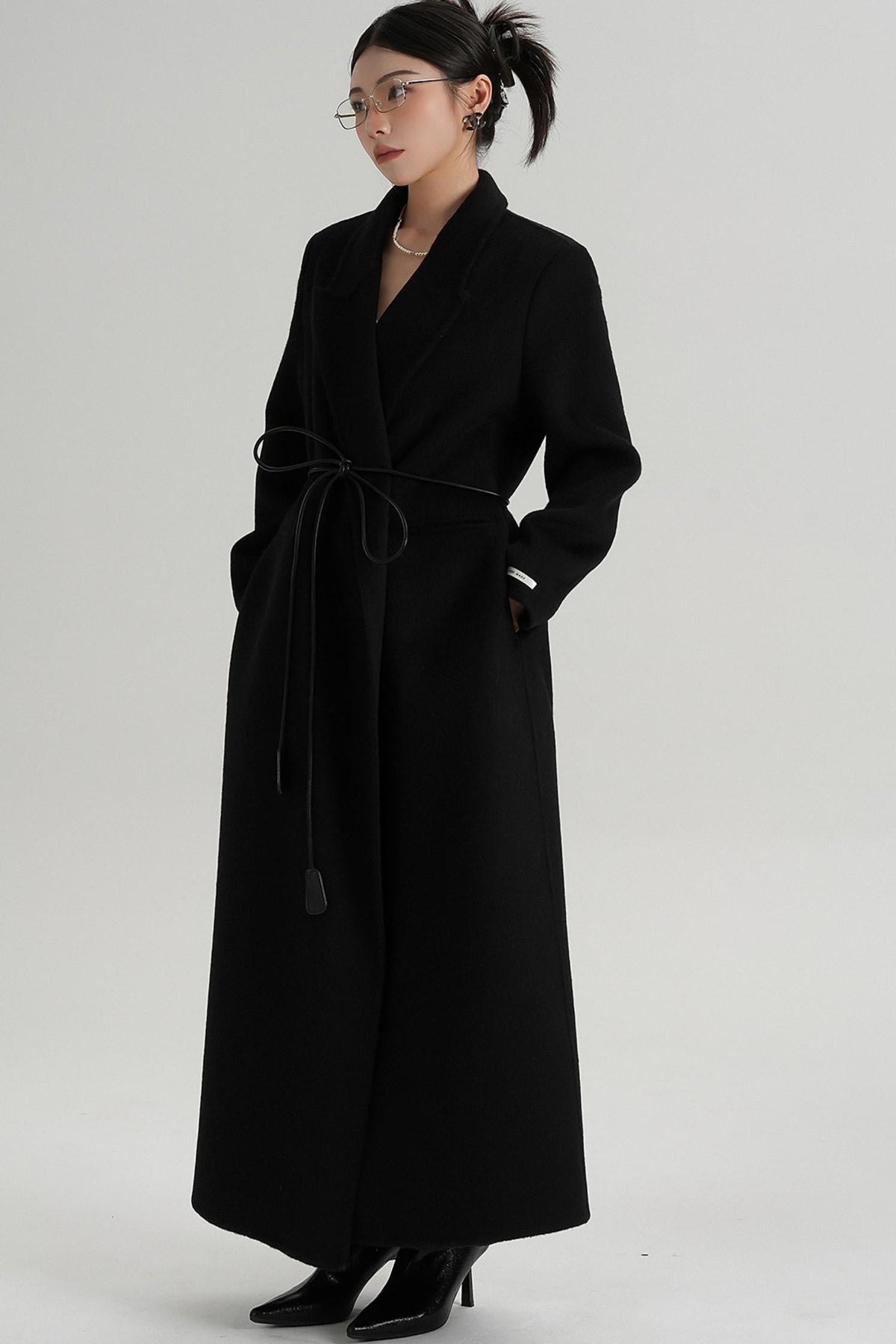 Lace-Up Wool Coat