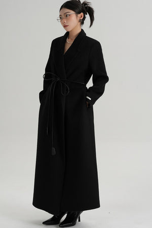 Lace-Up Wool Coat