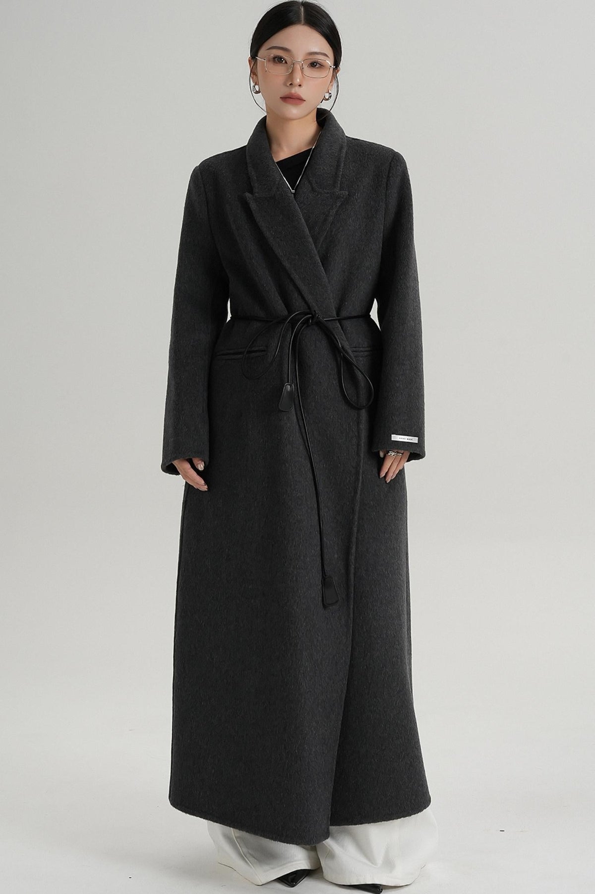 Lace-Up Wool Coat