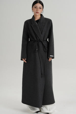 Lace-Up Wool Coat