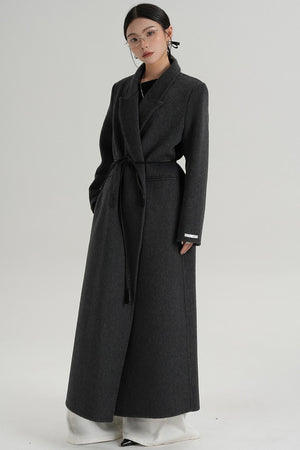 Lace-Up Wool Coat