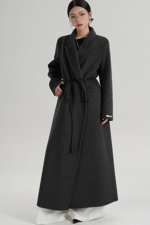 Lace-Up Wool Coat