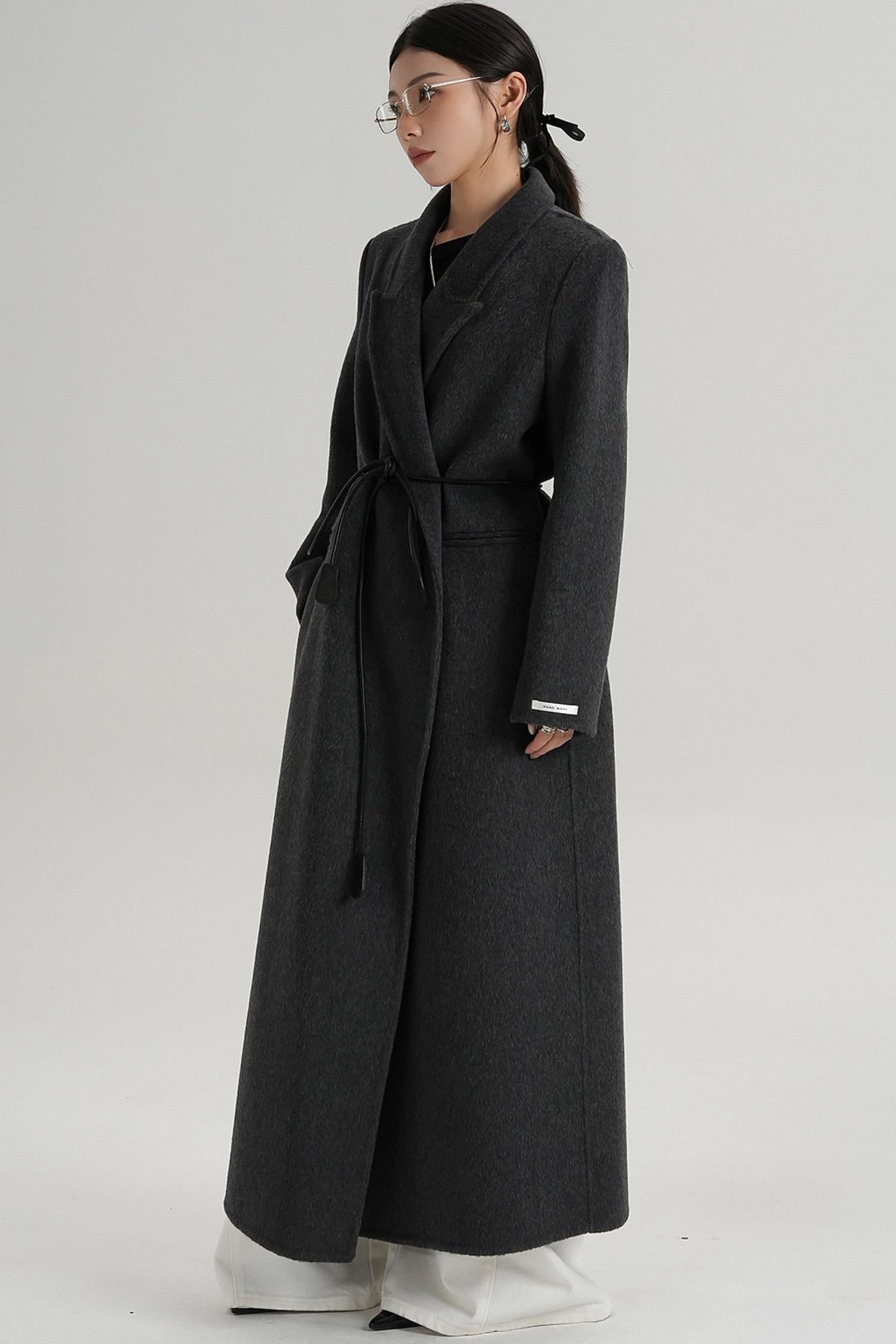 Lace-Up Wool Coat