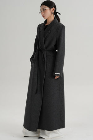 Lace-Up Wool Coat