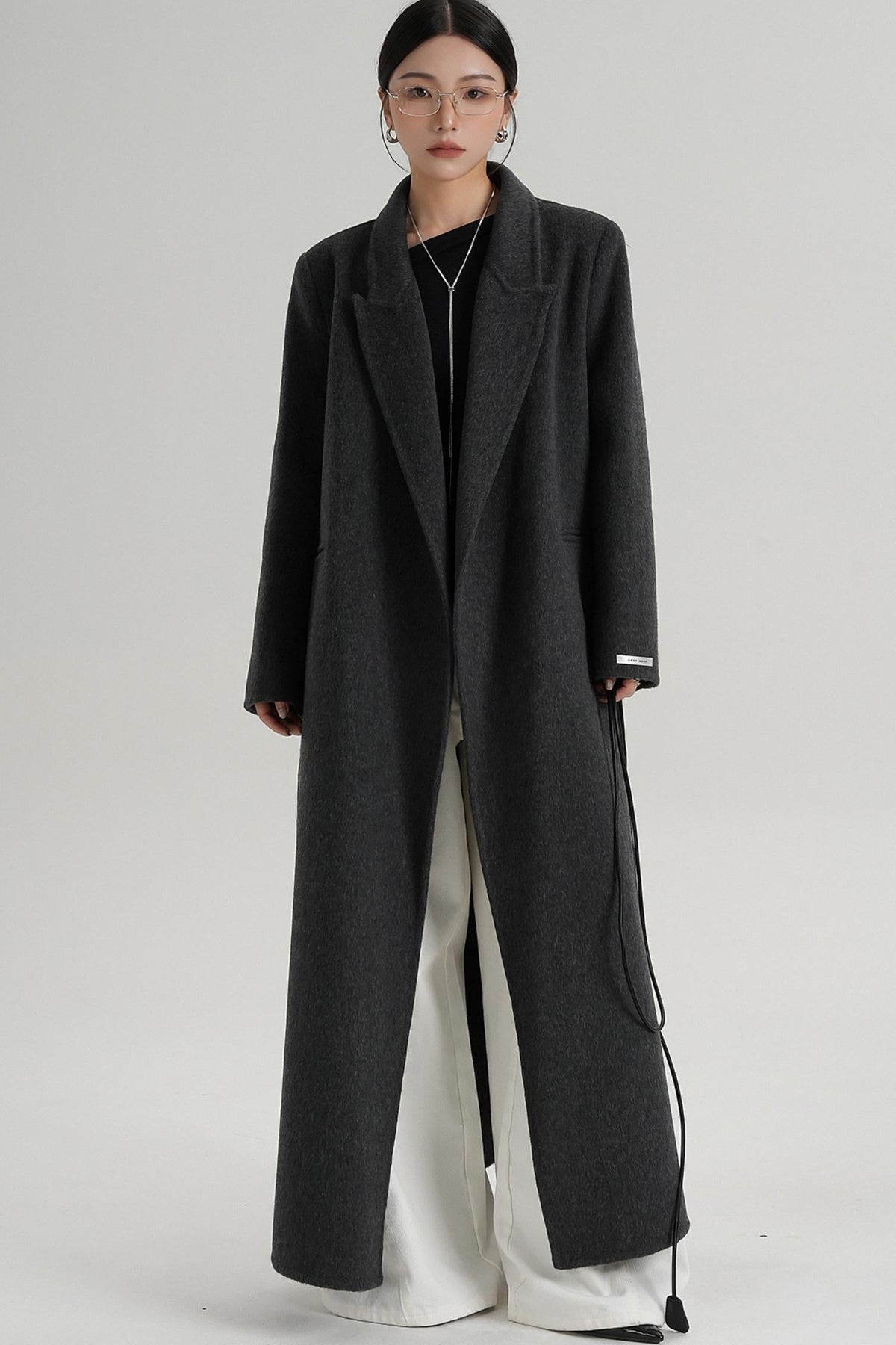 Lace-Up Wool Coat