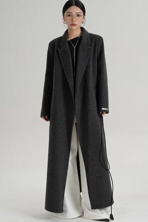 Lace-Up Wool Coat