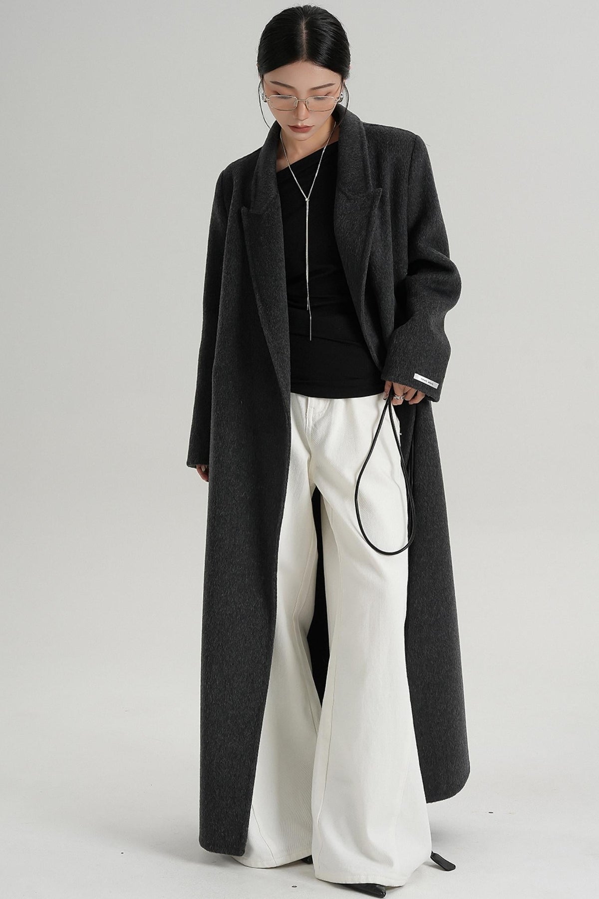 Lace-Up Wool Coat
