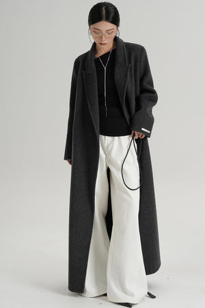 Lace-Up Wool Coat