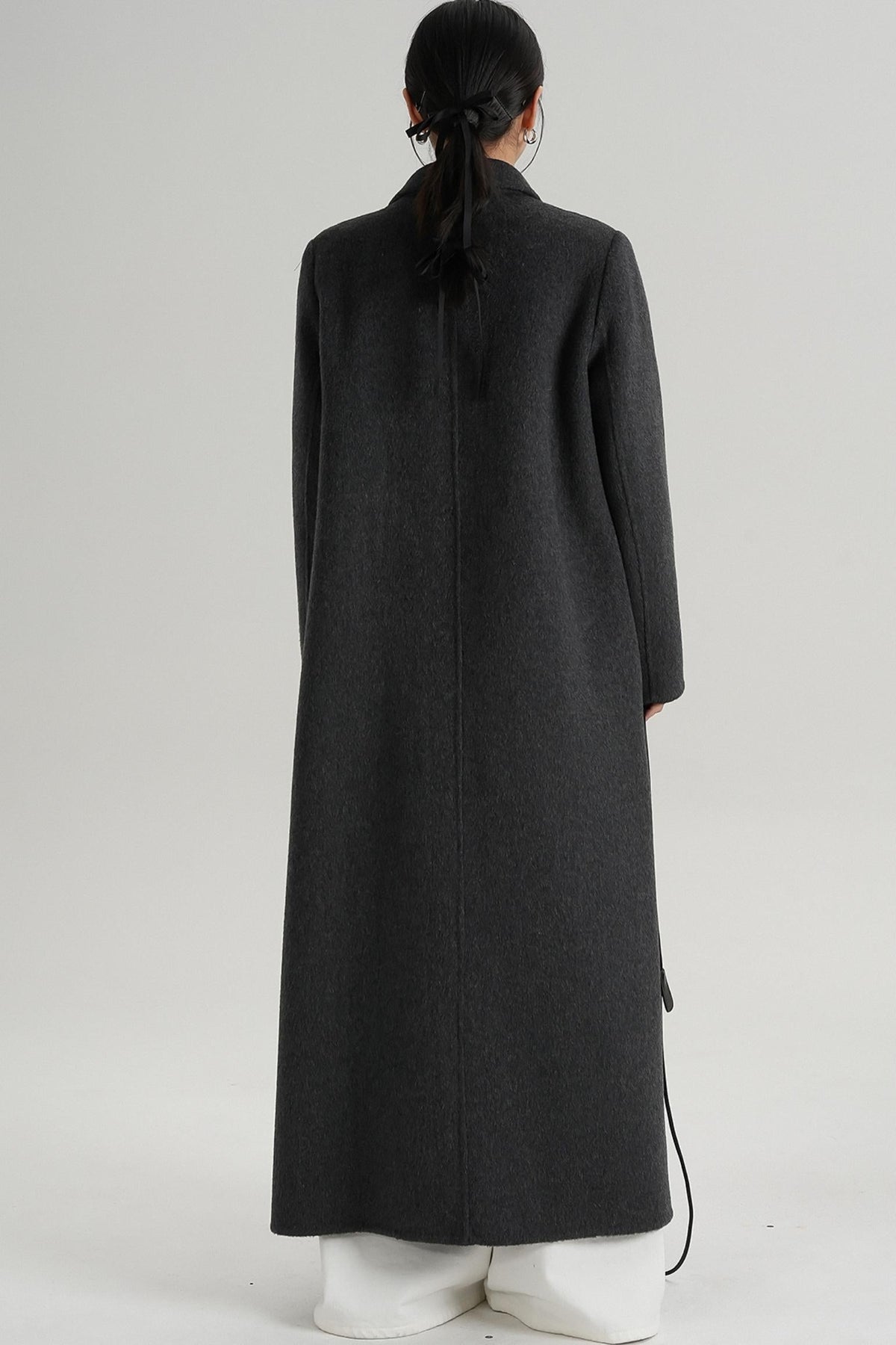 Lace-Up Wool Coat