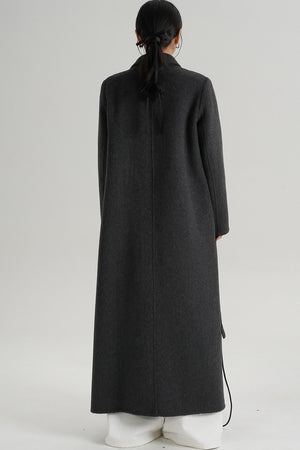 Lace-Up Wool Coat