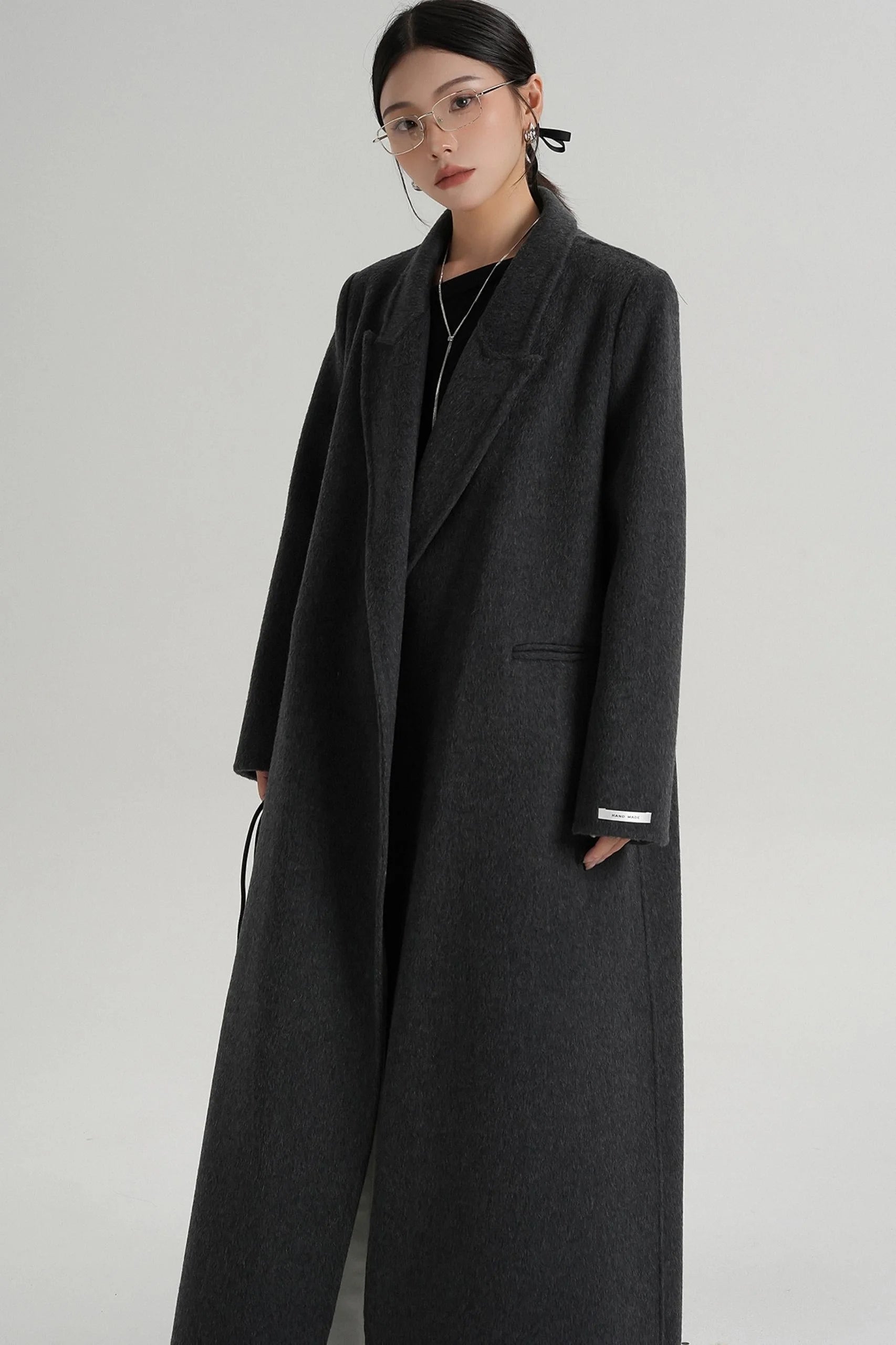 Lace-Up Wool Coat
