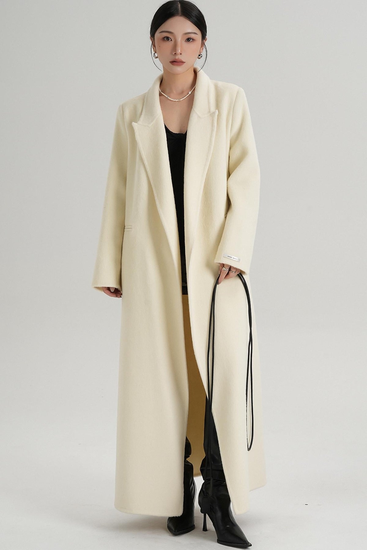 Lace-Up Wool Coat