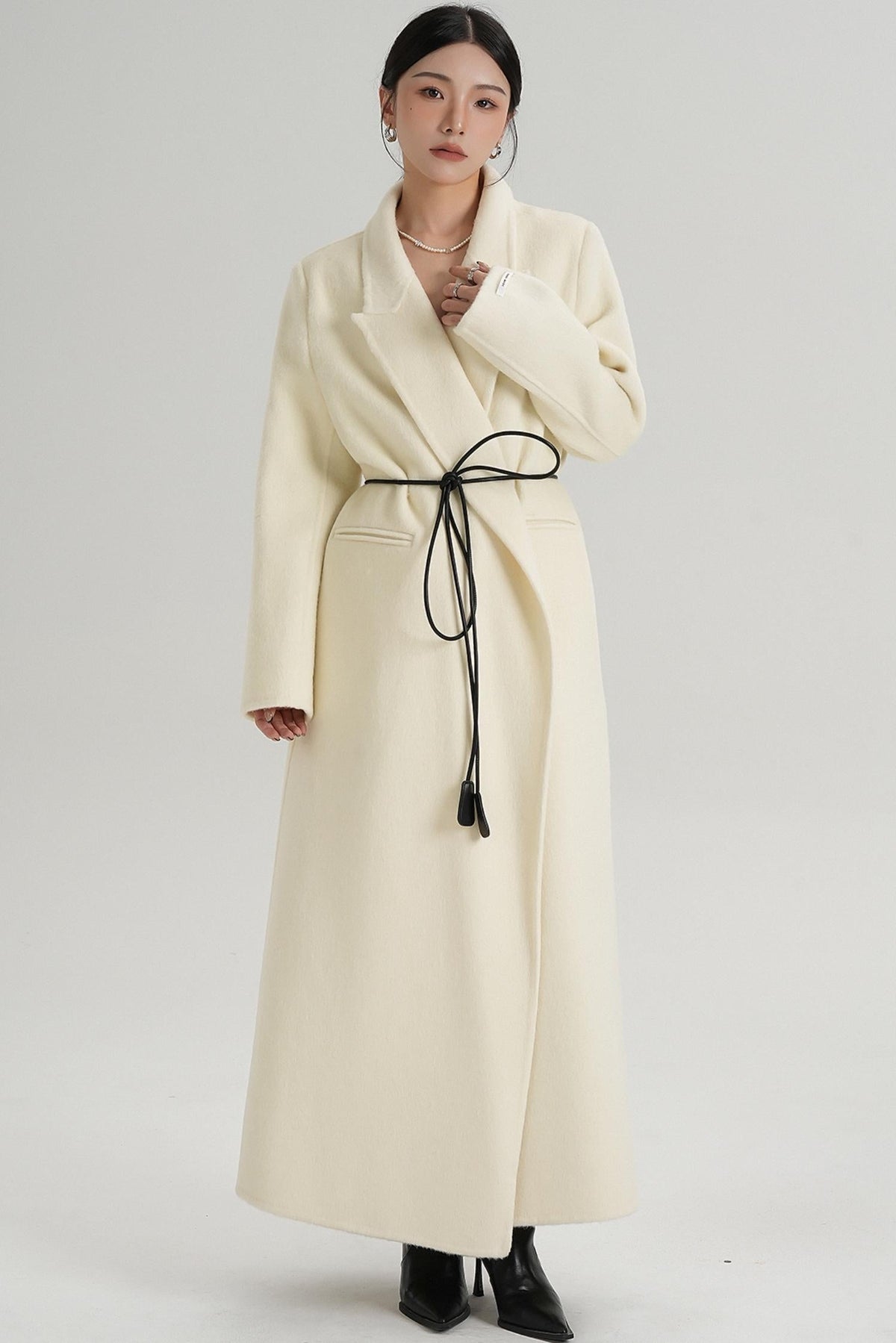 Lace-Up Wool Coat
