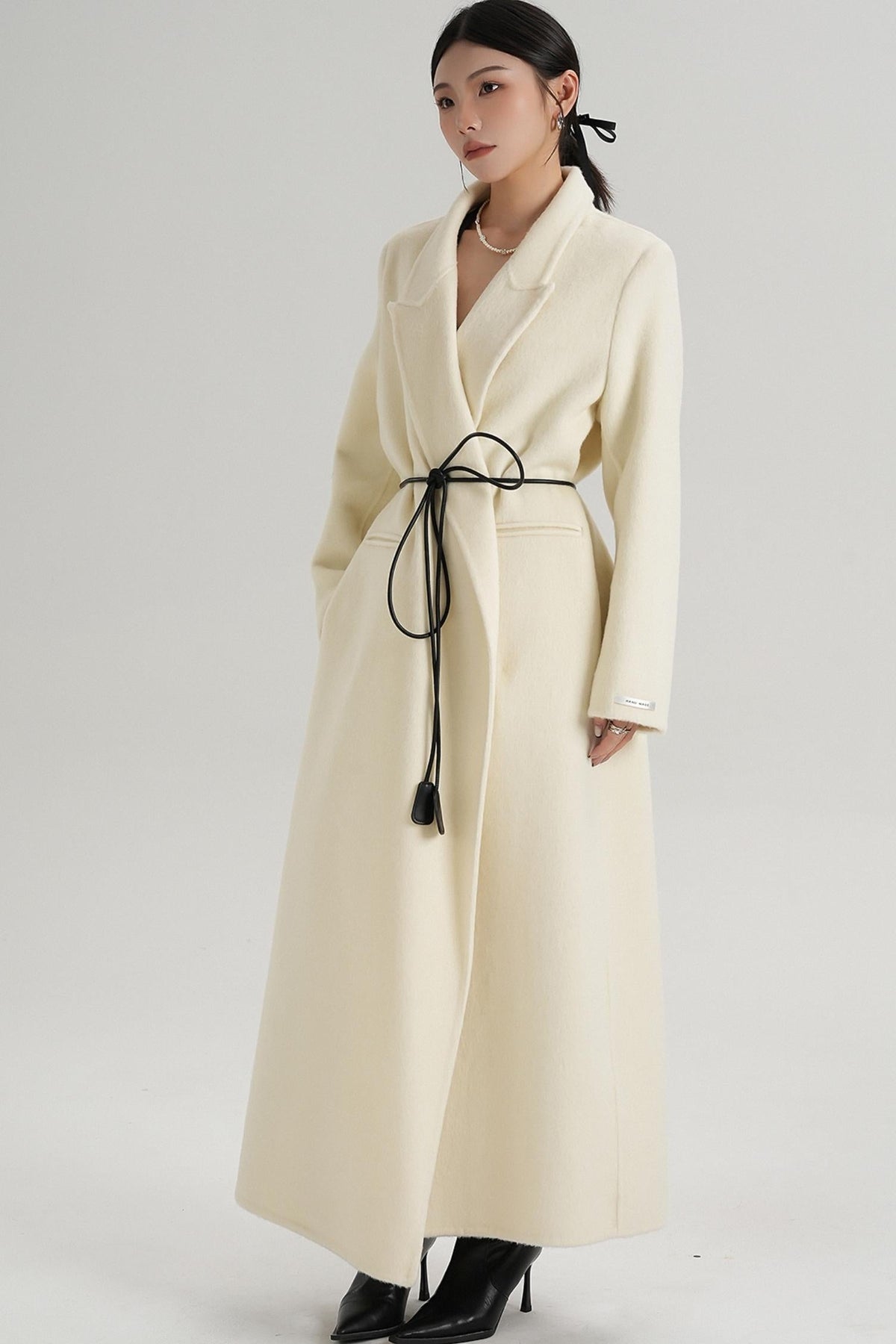 Lace-Up Wool Coat