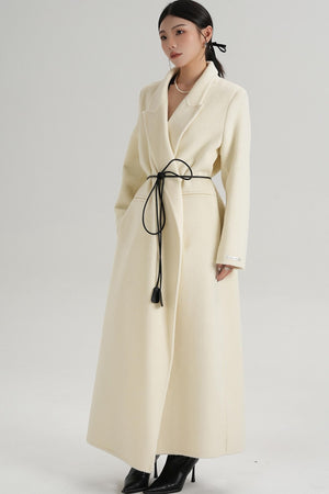Lace-Up Wool Coat