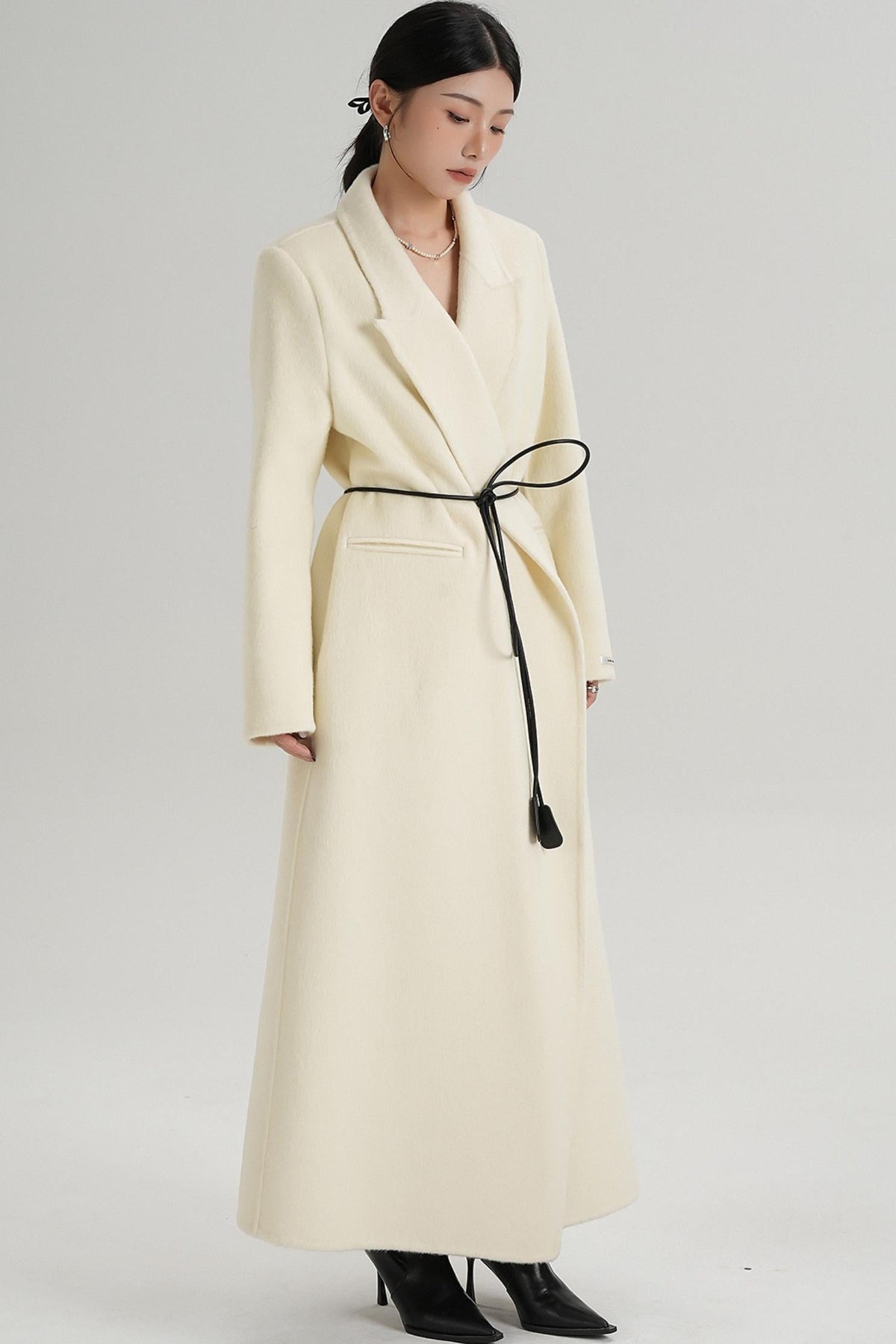 Lace-Up Wool Coat