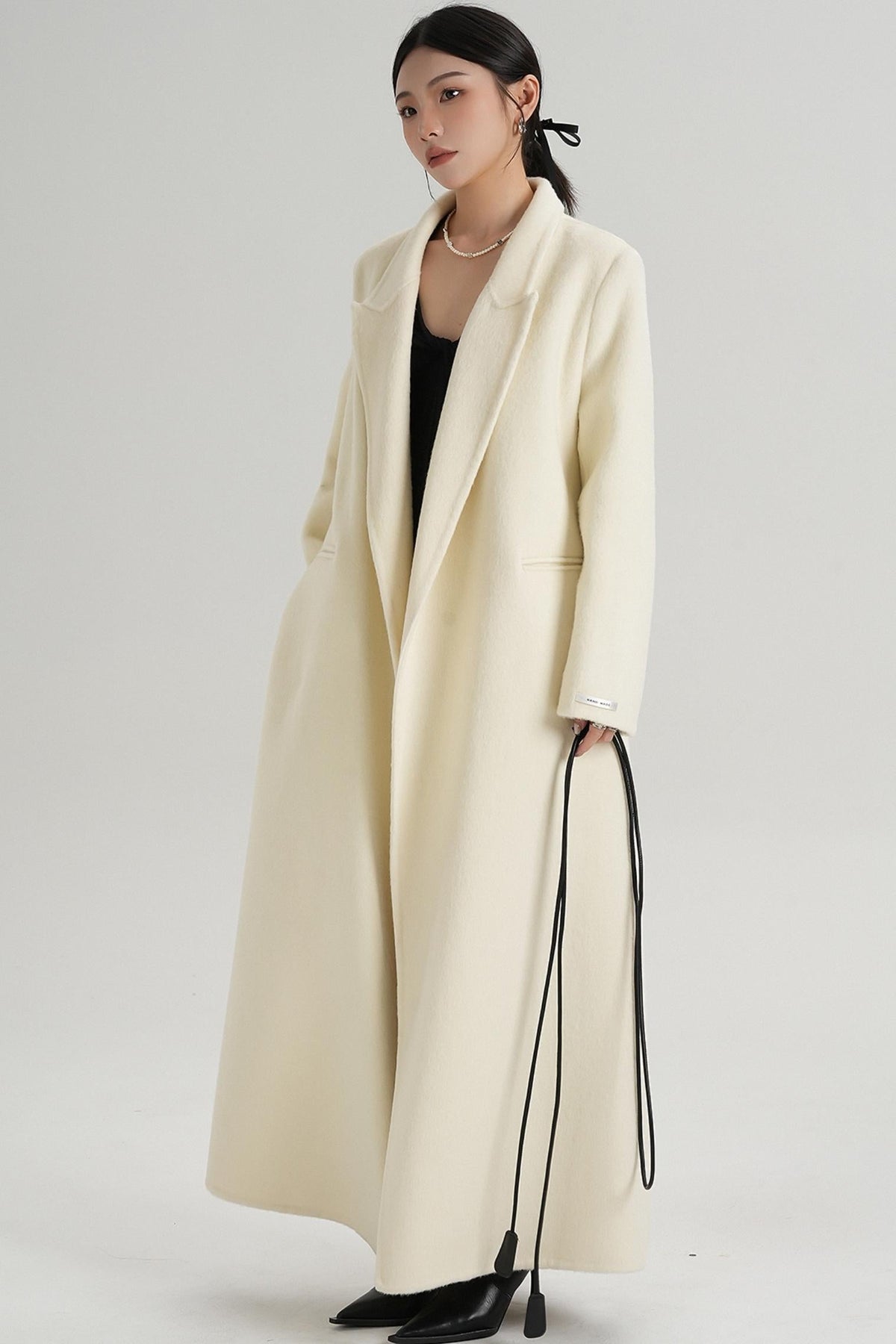 Lace-Up Wool Coat