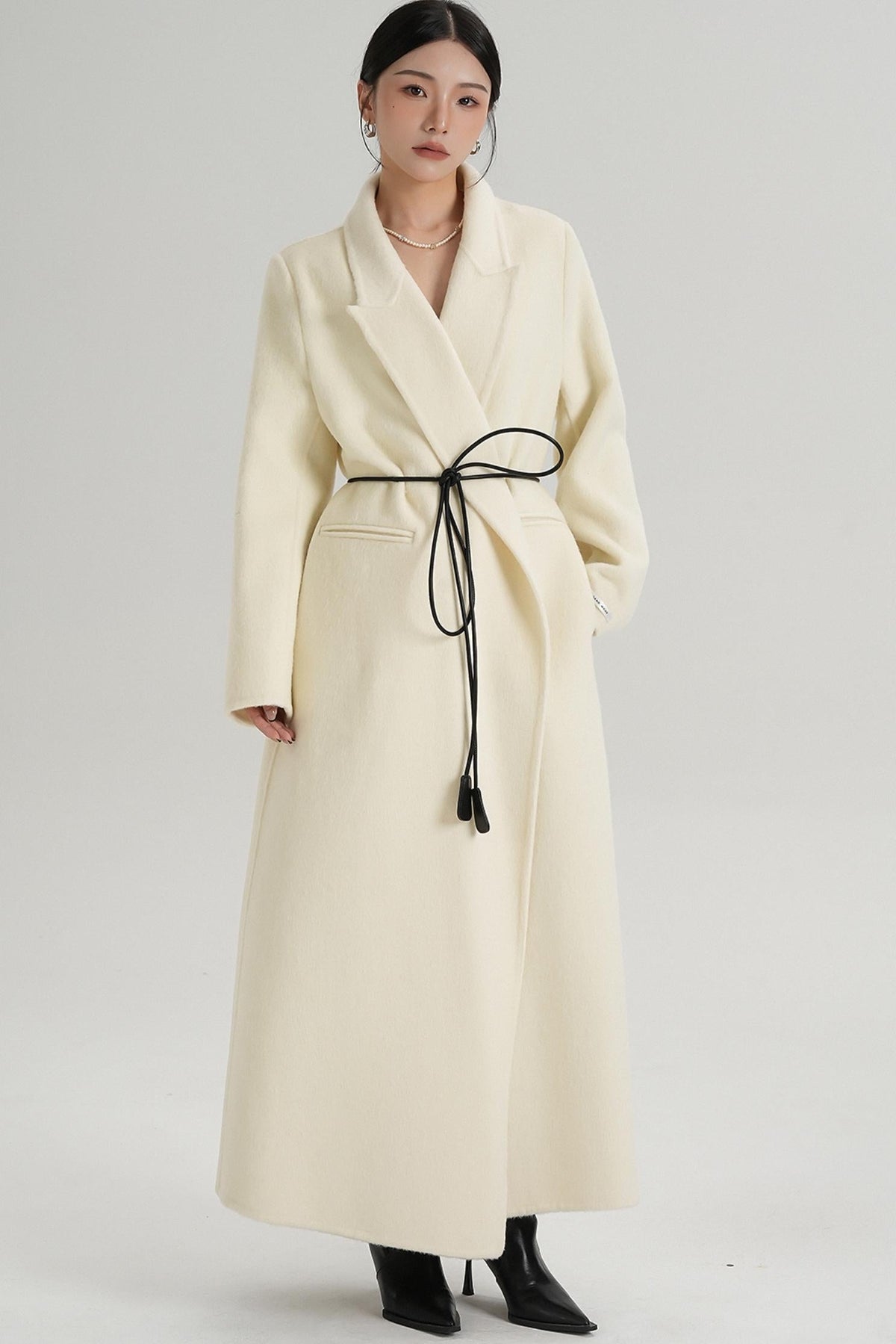 Lace-Up Wool Coat