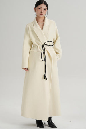 Lace-Up Wool Coat