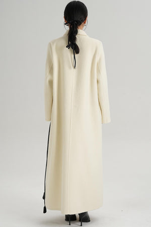 Lace-Up Wool Coat