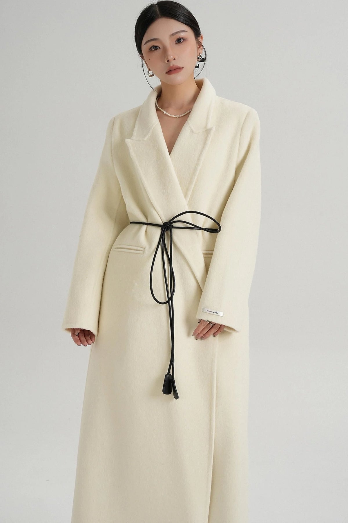 Lace-Up Wool Coat