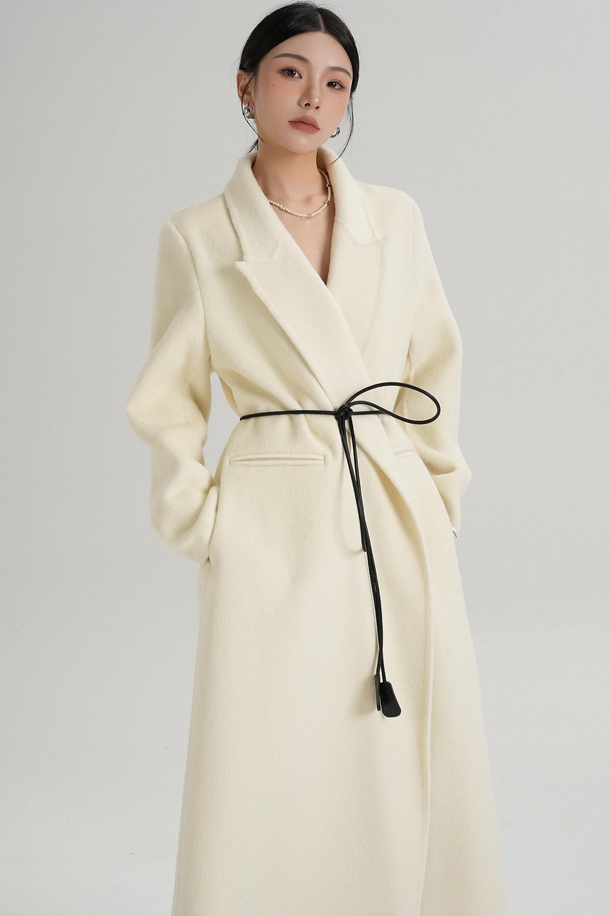 Lace-Up Wool Coat