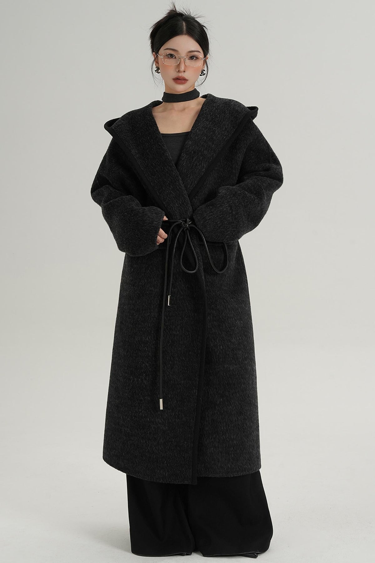 Lace-Up Wool Minimal Coat