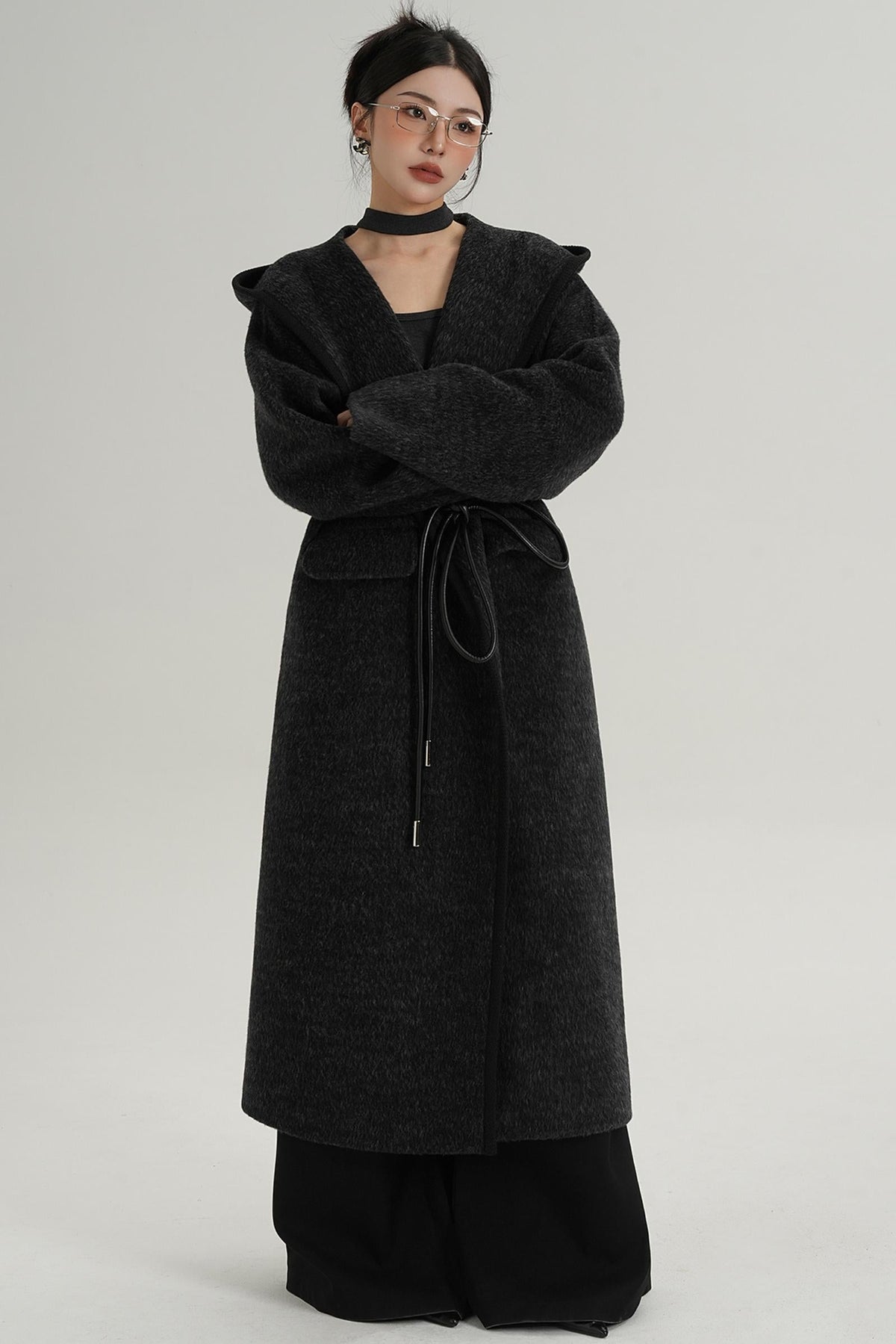 Lace-Up Wool Minimal Coat