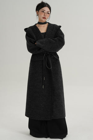 Lace-Up Wool Minimal Coat