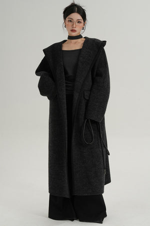 Lace-Up Wool Minimal Coat