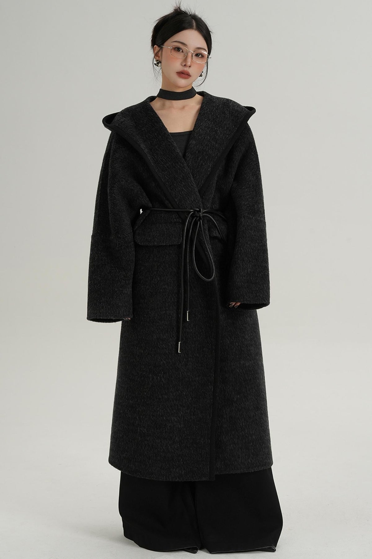 Lace-Up Wool Minimal Coat