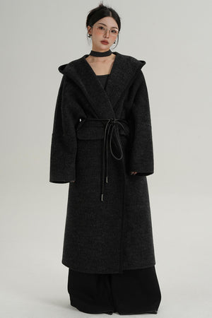 Lace-Up Wool Minimal Coat