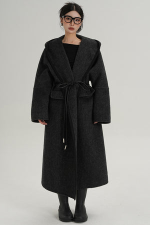 Lace-Up Wool Minimal Coat
