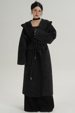 Lace-Up Wool Minimal Coat