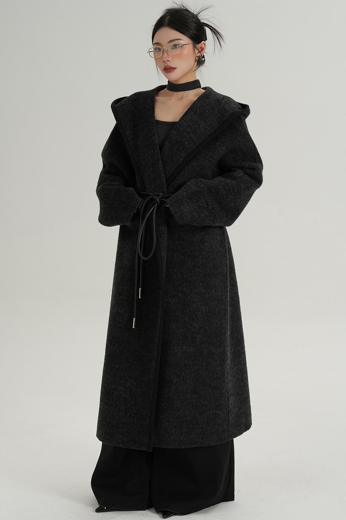 Lace-Up Wool Minimal Coat