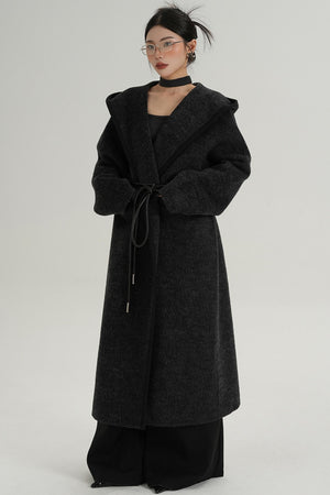 Lace-Up Wool Minimal Coat