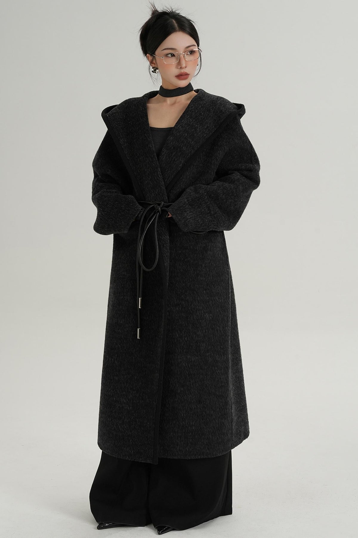 Lace-Up Wool Minimal Coat