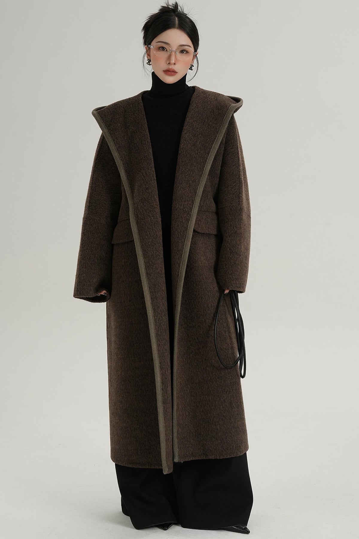 Lace-Up Wool Minimal Coat