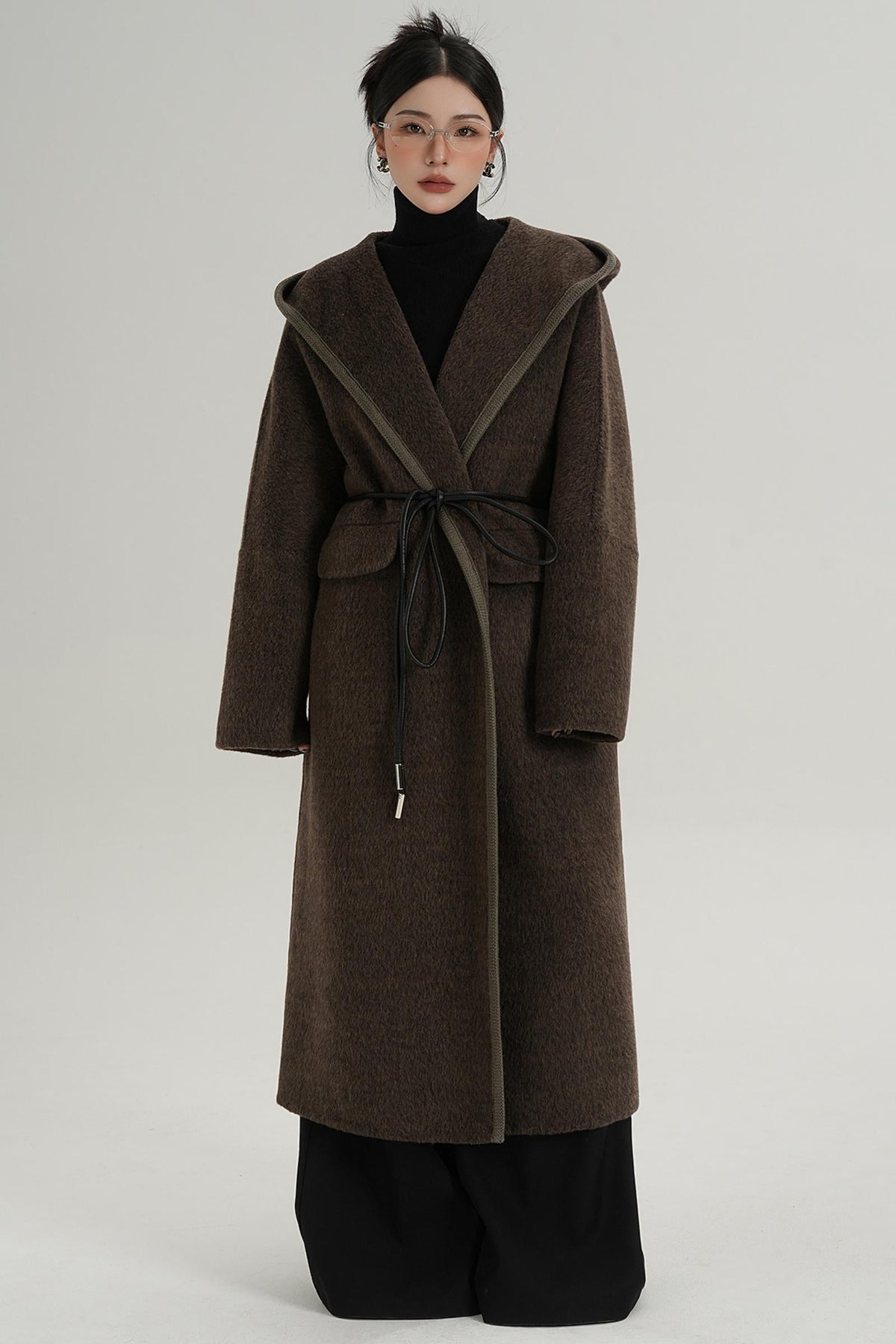 Lace-Up Wool Minimal Coat
