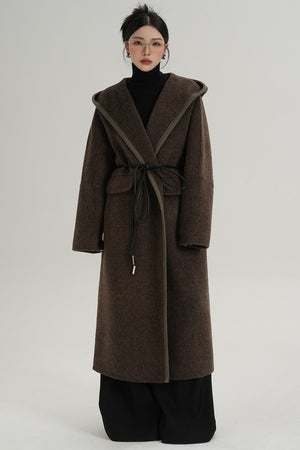 Lace-Up Wool Minimal Coat