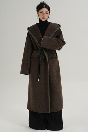 Lace-Up Wool Minimal Coat