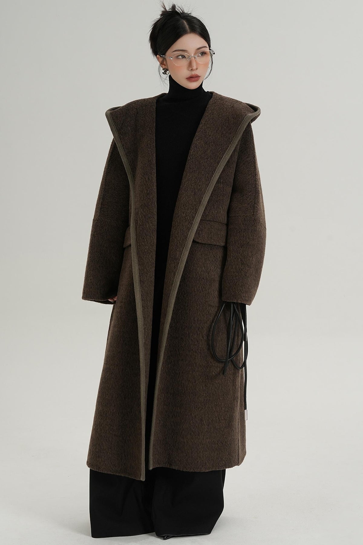 Lace-Up Wool Minimal Coat