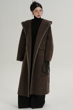 Lace-Up Wool Minimal Coat