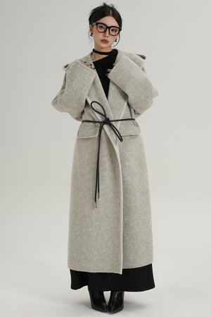 Lace-Up Wool Minimal Coat