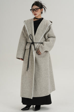 Lace-Up Wool Minimal Coat