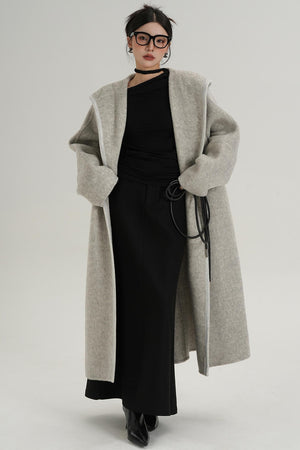 Lace-Up Wool Minimal Coat